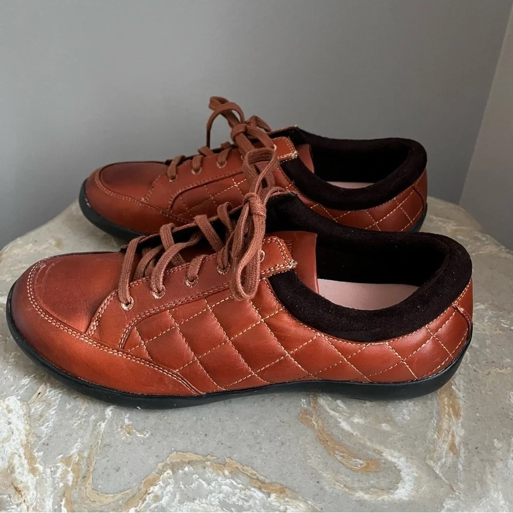 Anodyne Women’s 9 Rust Red Leather Stylish Quilted Diabetic Shoes